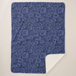 Manta Sherpa Cozy Blue Rosa Floral Sherpa Blanket