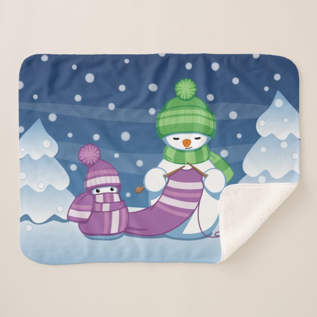 Manta Sherpa Crafty Snowman Knitus Scarf (Anverso (horizontal))