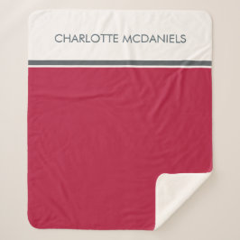 Manta Sherpa Cranberry moderno Nombre simple personalizado