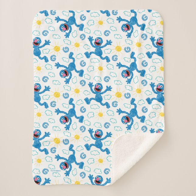 Manta Sherpa Crayon Grover Sunshine Pattern (Anverso)