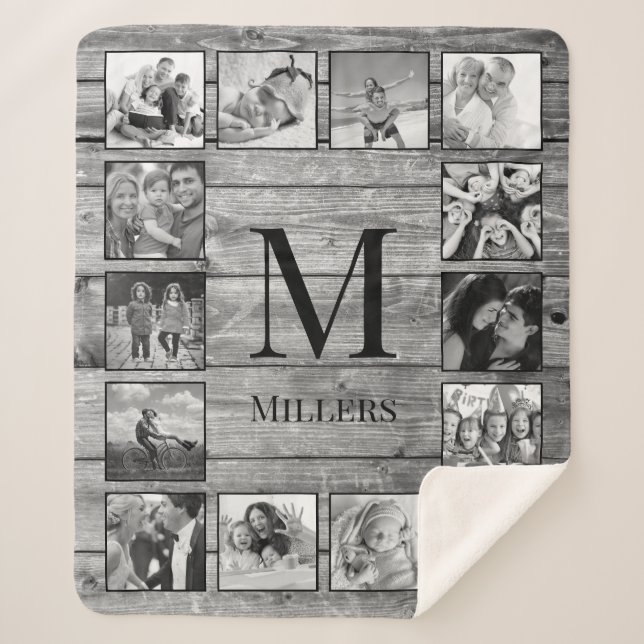 Manta Sherpa Crea tu Collage de fotos Personalizado Rustic Farm (Anverso)