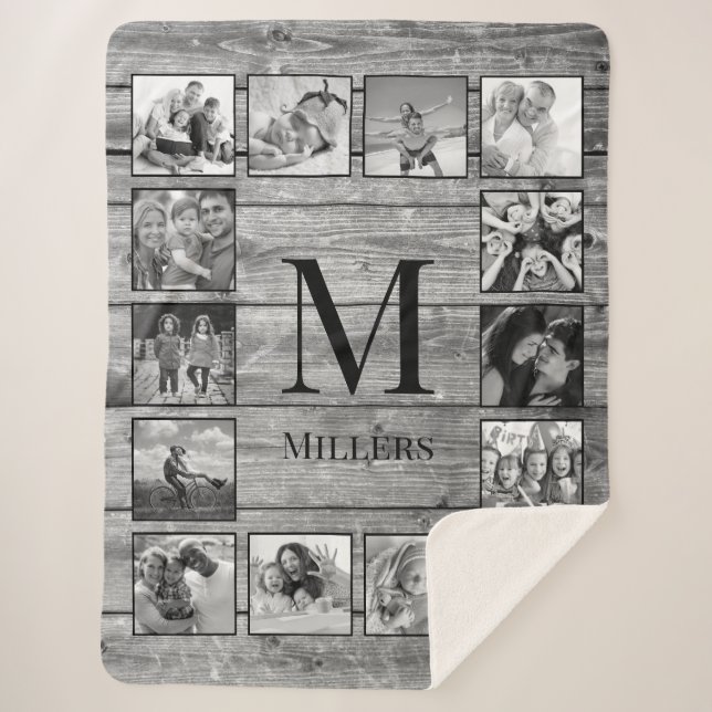 Manta Sherpa Crea tu Collage de fotos Personalizado Rustic Farm (Anverso)