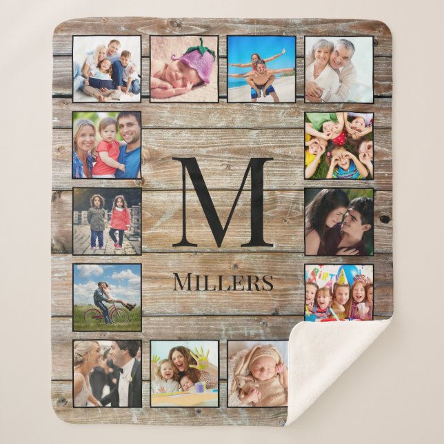 Manta Sherpa Crea tu Collage de fotos Personalizado Rustic Farm (Anverso)