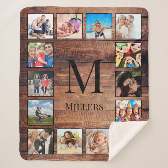 Manta Sherpa Crea tu Collage de fotos Personalizado Rustic Farm (Anverso)