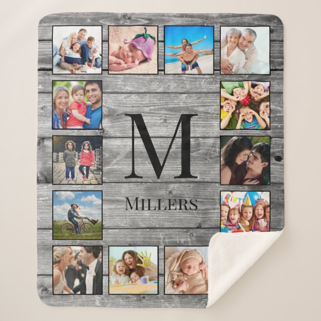 Manta Sherpa Crea tu Collage de fotos Personalizado Rustic Farm (Anverso)