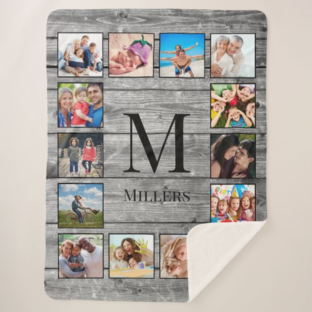 Manta Sherpa Crea tu Collage de fotos Personalizado Rustic Farm (Anverso)