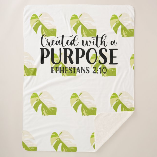Manta Sherpa Creado con un propósito Efesios 2:10 (Anverso)