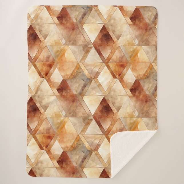 Manta Sherpa Cream Burgundy Red Gold Triangels Navidades (Anverso)