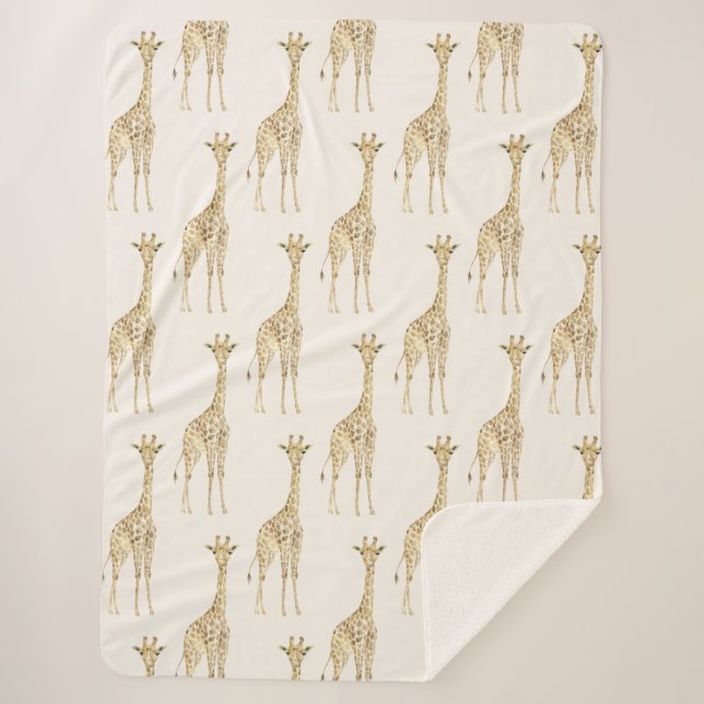Manta Sherpa Cream Cute Giraffes (Anverso)