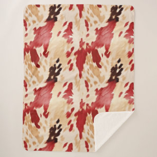 Manta Sherpa Cream Red Western Piel de vaca
