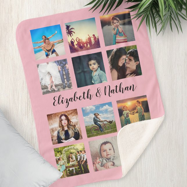 Manta Sherpa Crear rosa la familia de Collages de fotos Persona (Subido por el creador)