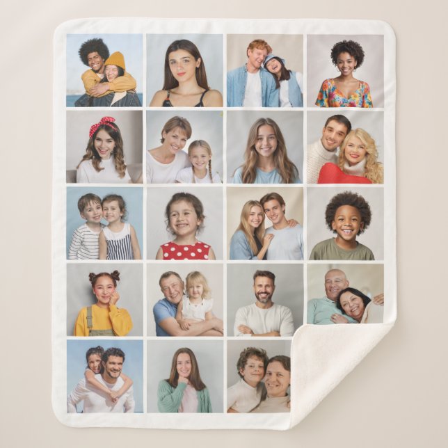 Manta Sherpa Crear su propio Collage de fotos de 20 (Anverso)