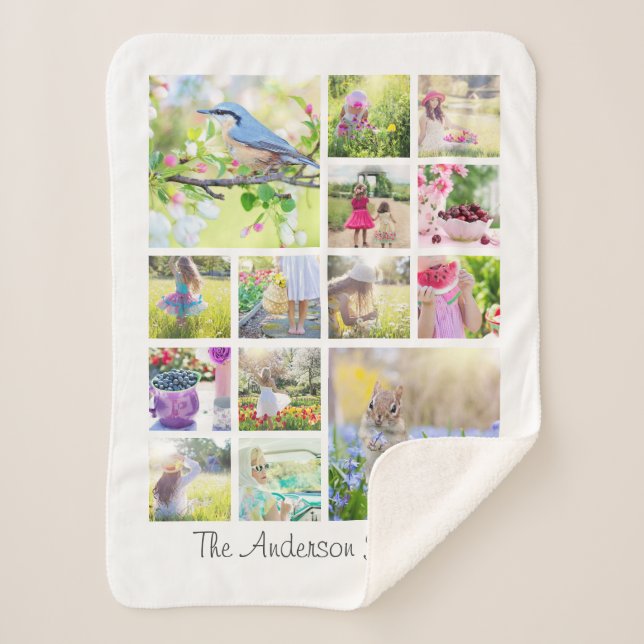 Manta Sherpa Crear su propio Collage de fotos familiar Personal (Anverso)