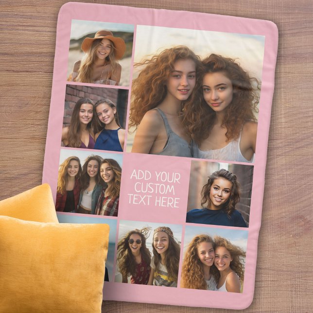 Manta Sherpa Crear un Collage de fotos Personalizado con 8 foto (Personalized sherpa blanket with photos and text)