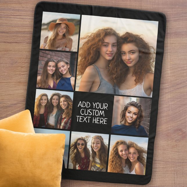 Manta Sherpa Crear un Collage de fotos Personalizado con 8 foto (Personalized sherpa blanket with photos and text)