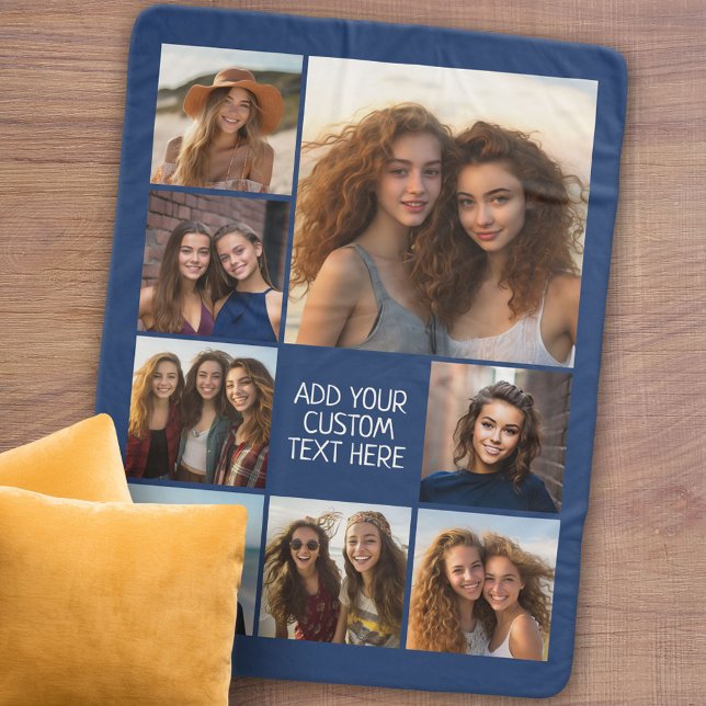 Manta Sherpa Crear un Collage de fotos Personalizado con 8 foto (Personalized sherpa blanket with photos and text)