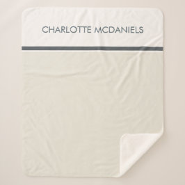 Manta Sherpa Crema moderna Nombre simple personalizado