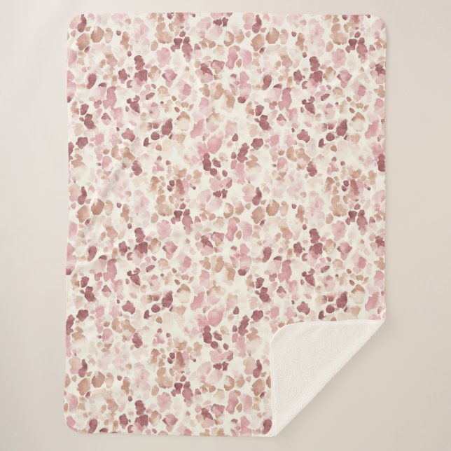 Manta Sherpa Crema rosa Chocolate Brown Abstract Leopardo Anima (Anverso)