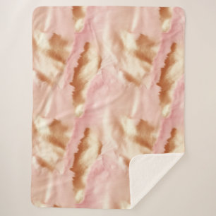 Manta Sherpa Crema rosa Tan Piel de vaca de lechera suroeste