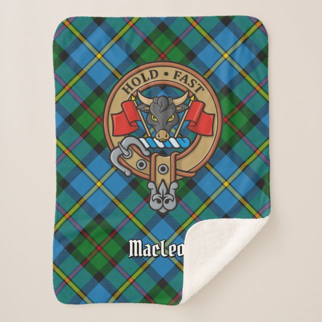 Manta Sherpa Crest de Clan MacLeod sobre Tartán (Anverso)