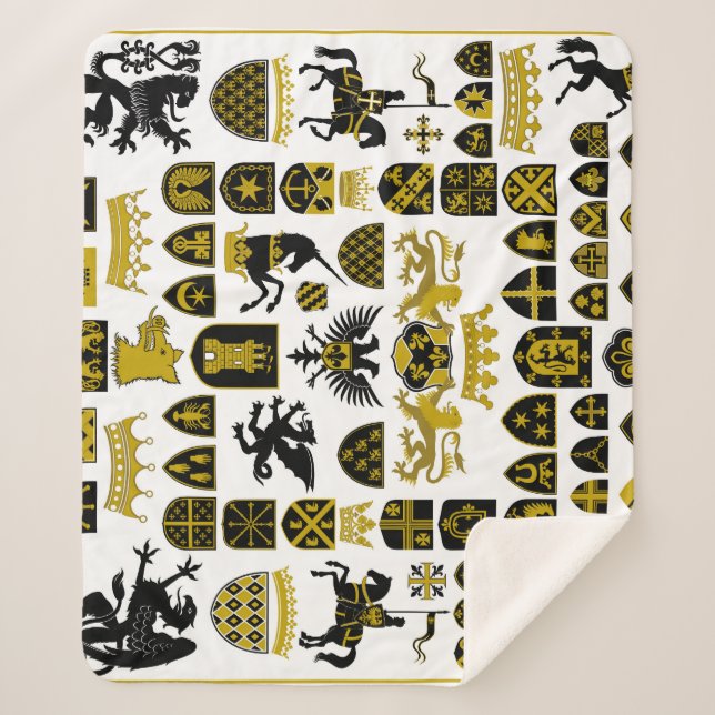 Manta Sherpa Crestas heráldicas, diseños simbólicos. (Anverso)