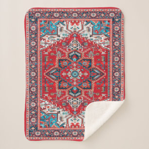 Manta Sherpa Crimson Heirloom: Arte de alfombras de patrimonio