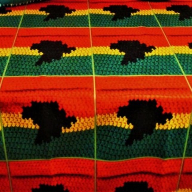 Manta Sherpa Crochet del mapa rojo verde negro de África en oro (Subido por el creador)
