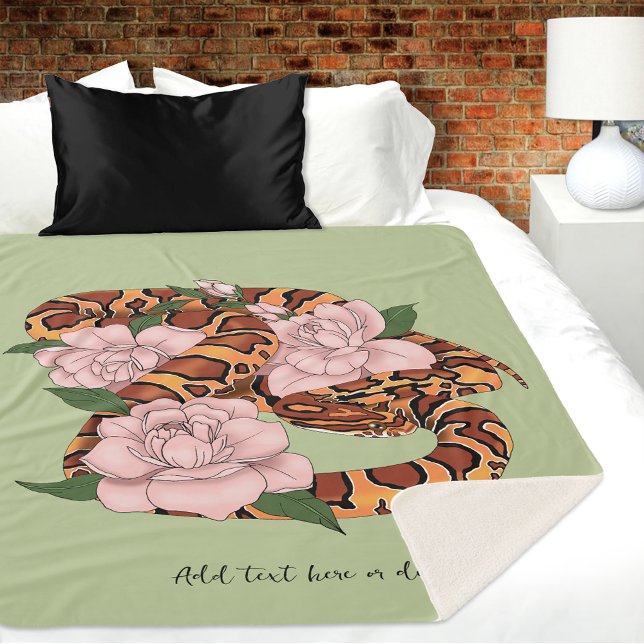 Manta Sherpa Cron Snake Pink Flores verdes (Subido por el creador)