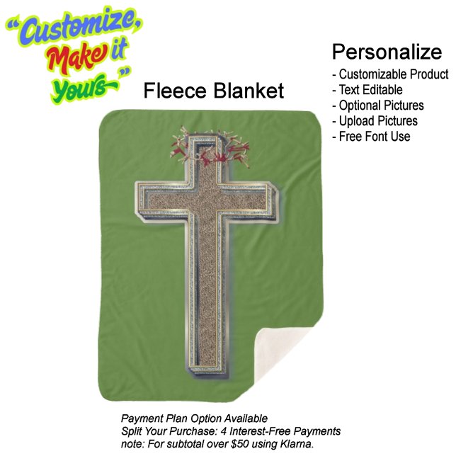Manta Sherpa Cruzar la cubierta Sherpa con fondo verde (Cross Sherpa Fleece Blanket Featuring a Green Background.)