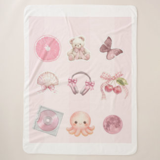 Manta Sherpa Cuaderno Estético Rosa