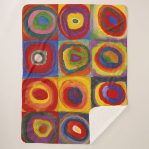 Manta Sherpa Cuadrados con círculos concéntricos   Kandinsky  