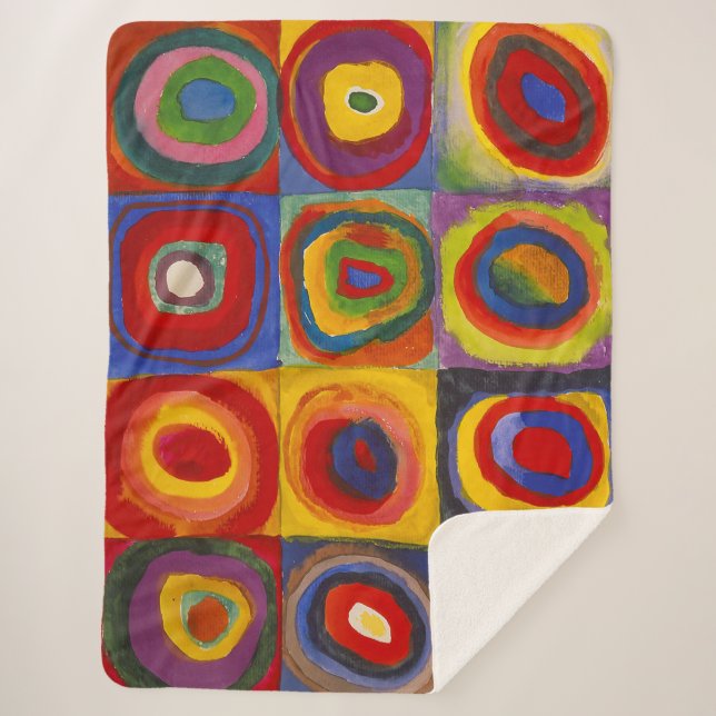 Manta Sherpa Cuadrados con círculos concéntricos | Kandinsky | (Anverso)