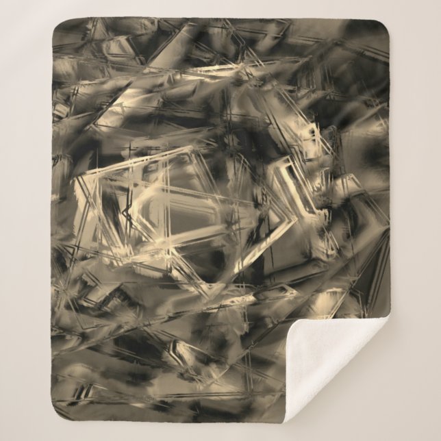 Manta Sherpa Cuadrados cruzados manchados con 'trazos de pincel (Anverso)