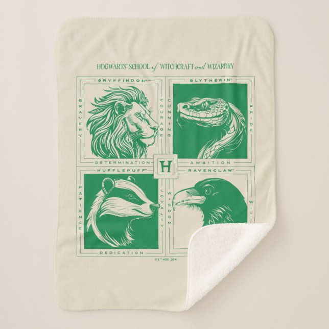 Manta Sherpa Cuadrícula de animales domésticos HOGWARTS™ (Anverso)