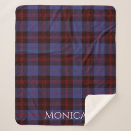 Manta Sherpa cuadro escocés azul marino rojo monograma nombre