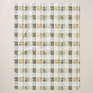 Manta Sherpa Cuadros Amarillo Verde Blanco Rayas