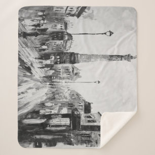 Manta Sherpa Cuadros artísticos en blanco y negro.