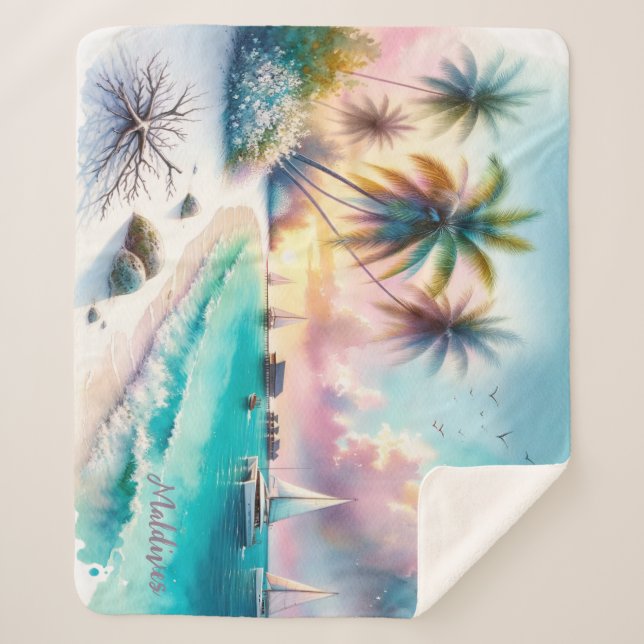 Manta Sherpa Cuadros de Esbozo de Lujo de Maldivas | (Anverso)