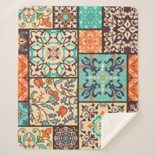 Manta Sherpa Cuadros de mosaico de mosaicos de colores sin foco