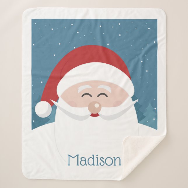 Manta Sherpa Cuadros de nombres personalizados de Santa (Anverso)