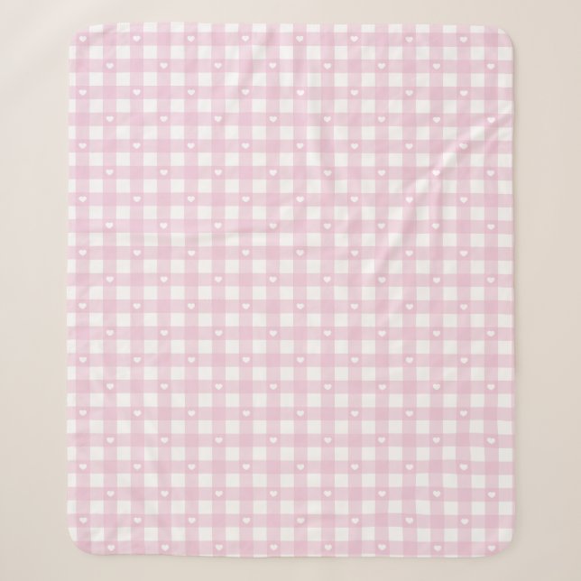 Manta Sherpa Cuadros Rosa Pastel (Anverso)