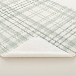 Manta Sherpa Cuadros Verdes Beige Neutros