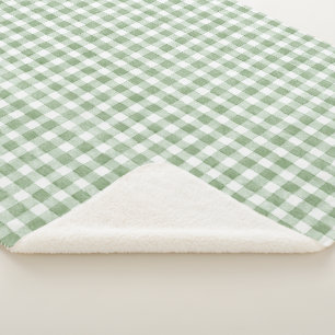 Manta Sherpa Cuadros verdes crema y blancos