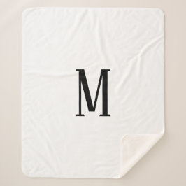 Manta Sherpa Cualquier letra | Colores en blanco y negro o mare