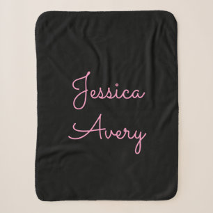 Manta Sherpa Cualquier nombre Cool Editable Script rosa en ne