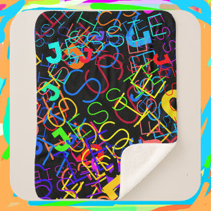 Manta Sherpa Cualquier nombre Personalizable Colores brillantes
