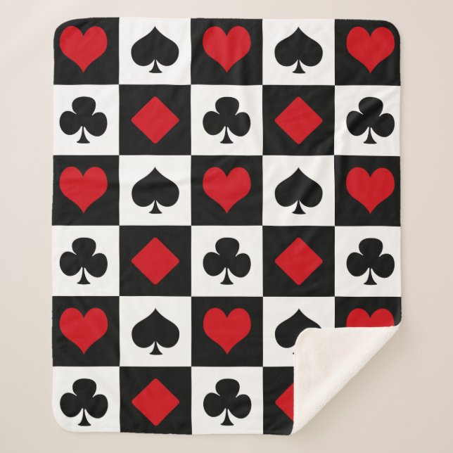 Manta Sherpa Cuatro trajes de cartas (Anverso)