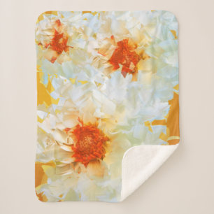 Manta Sherpa Cubista anaranjado blanco de las flores combinadas