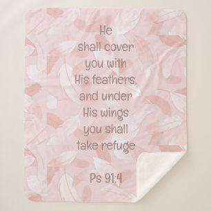Manta Sherpa Cubra Usted Con Su Biblia Feathers Cita Ps 91:4