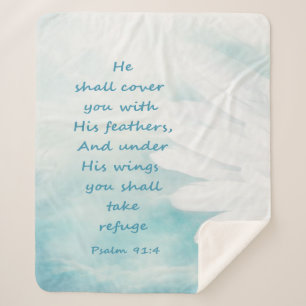 Manta Sherpa Cubra Usted Con Su Biblia Feathers Cita Ps 91:4